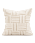Basketweave Tufted Cotton Pillow Cover in Ivory, front view
