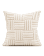 Basketweave Tufted Cotton Pillow Cover in Ivory, front view