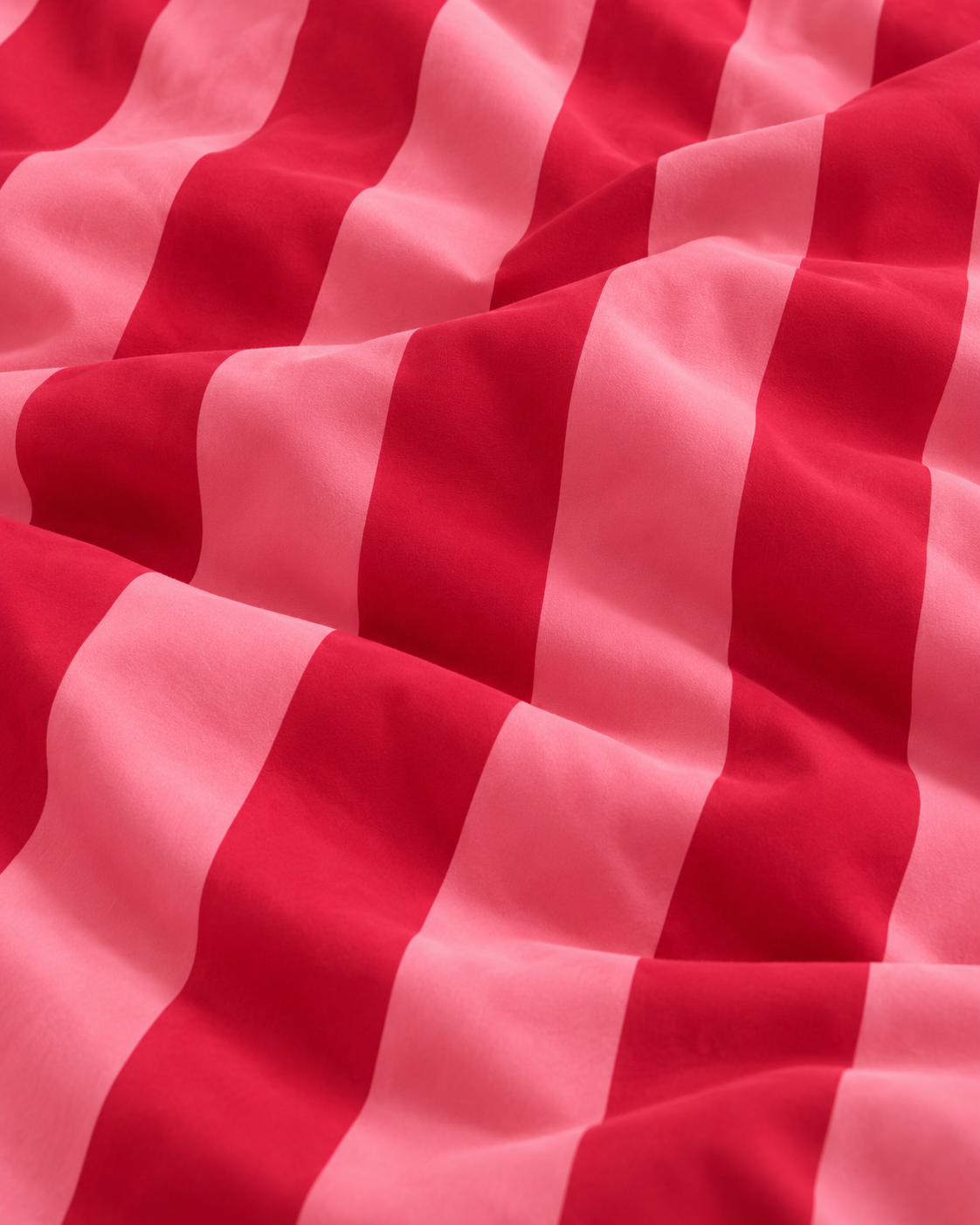 Cabana Stripe Cotton Sateen Duvet Cover Set in Pink & Red, fabric close-up