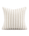 Channel Faux Fur Pillow Cover in Ivory, front view
