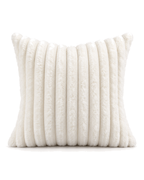 Channel Faux Fur Pillow Cover in Ivory, front view