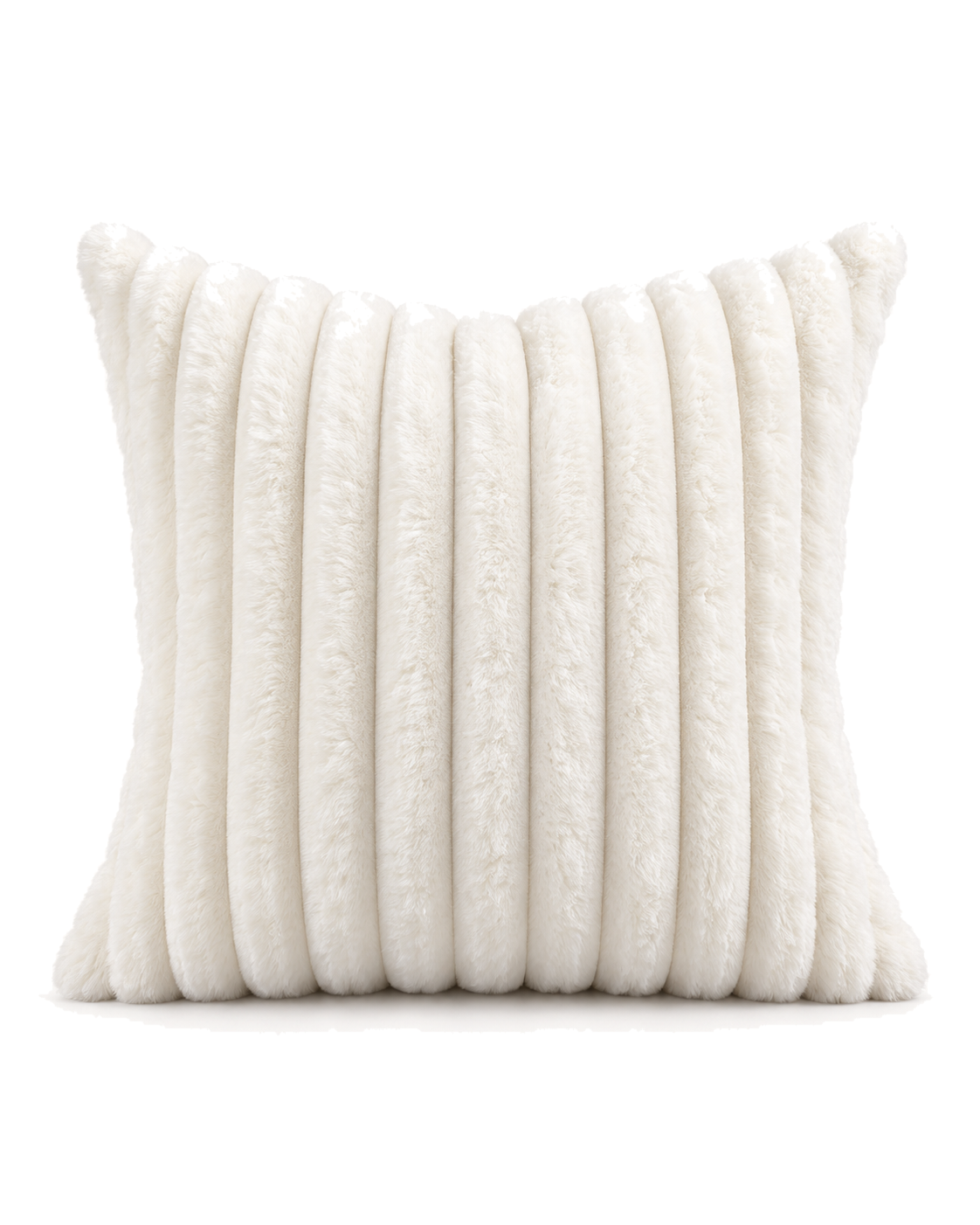 Channel Faux Fur Pillow Cover in Ivory, front view