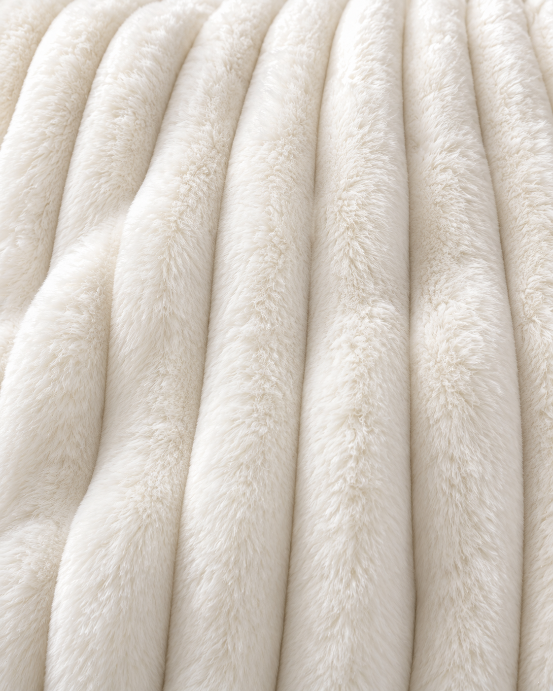 Channel Faux Fur Pillow Cover in Ivory, fabric close-up