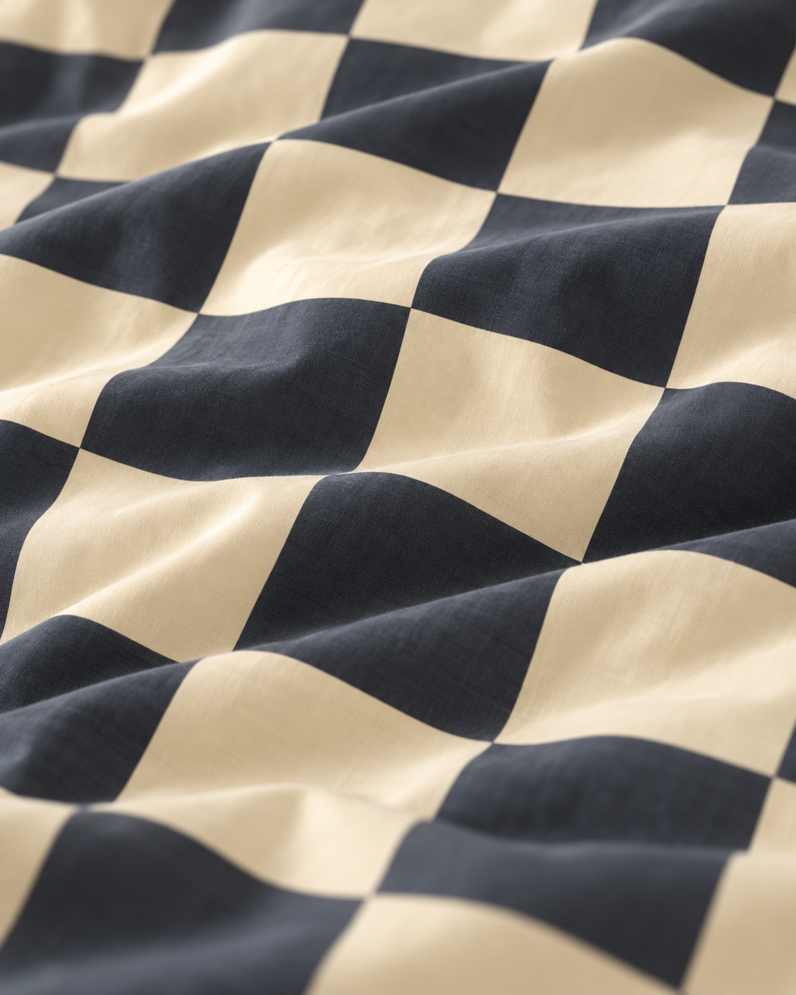 Checkerboard Cotton Percale Duvet Cover Set, fabric close-up