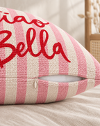 Ciao Bella Stripe Cotton-Linen Pillow Cover, zipper and edge detail