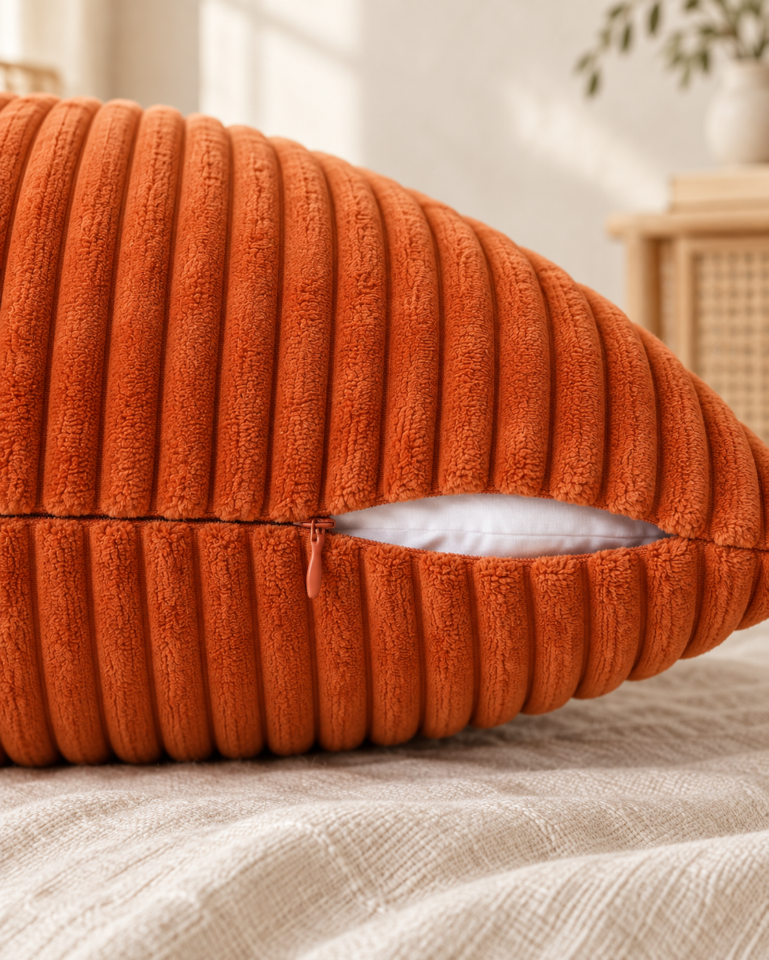 Corduroy Velvet Pillow Cover, close-up on the weave