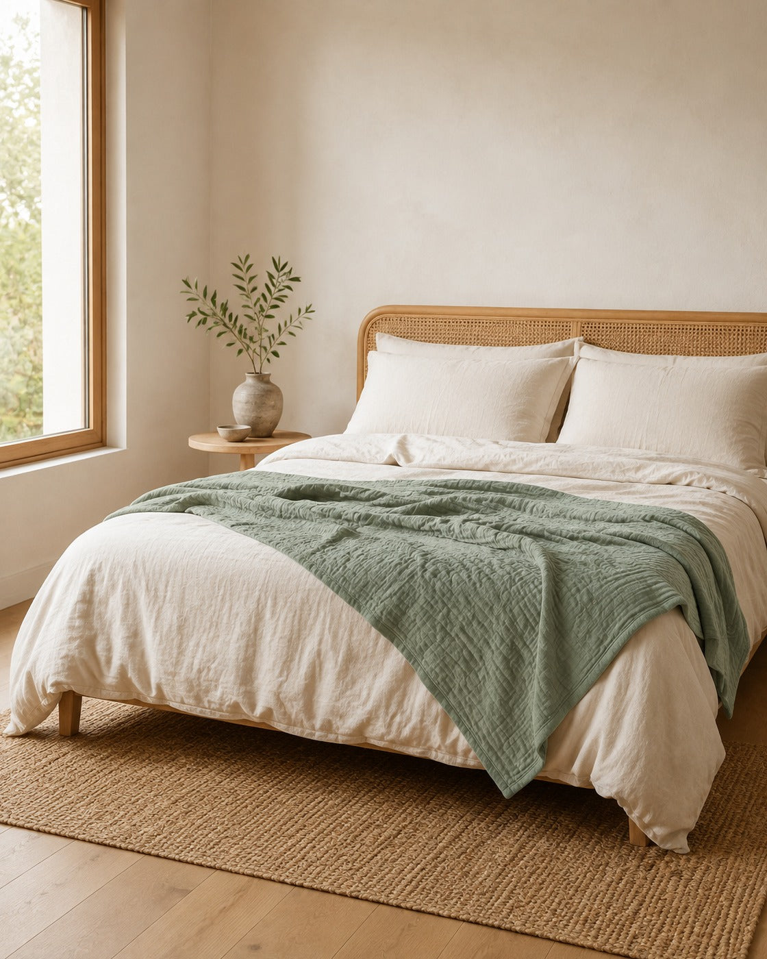 Cotton Gauze Throw — styled bedroom