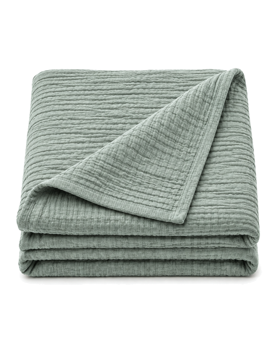 Cotton Gauze Throw, folded on a plain background