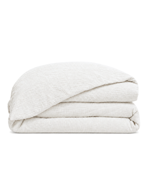 Cotton Muslin Duvet Cover, folded on a plain background