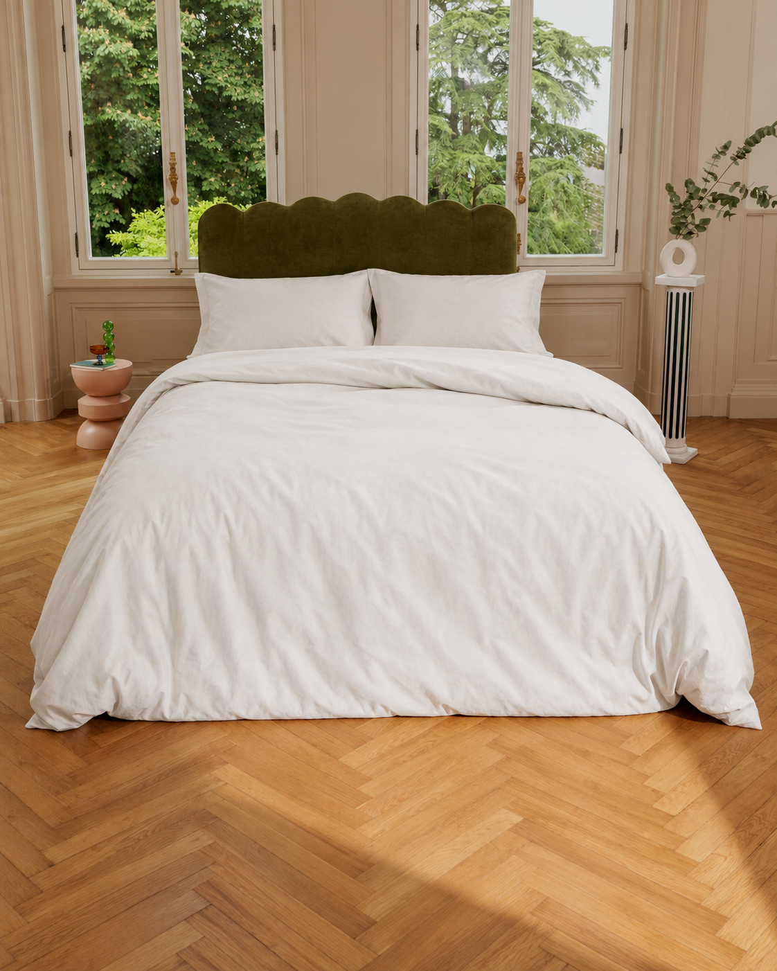 Cotton Percale Duvet Cover, styled bedroom