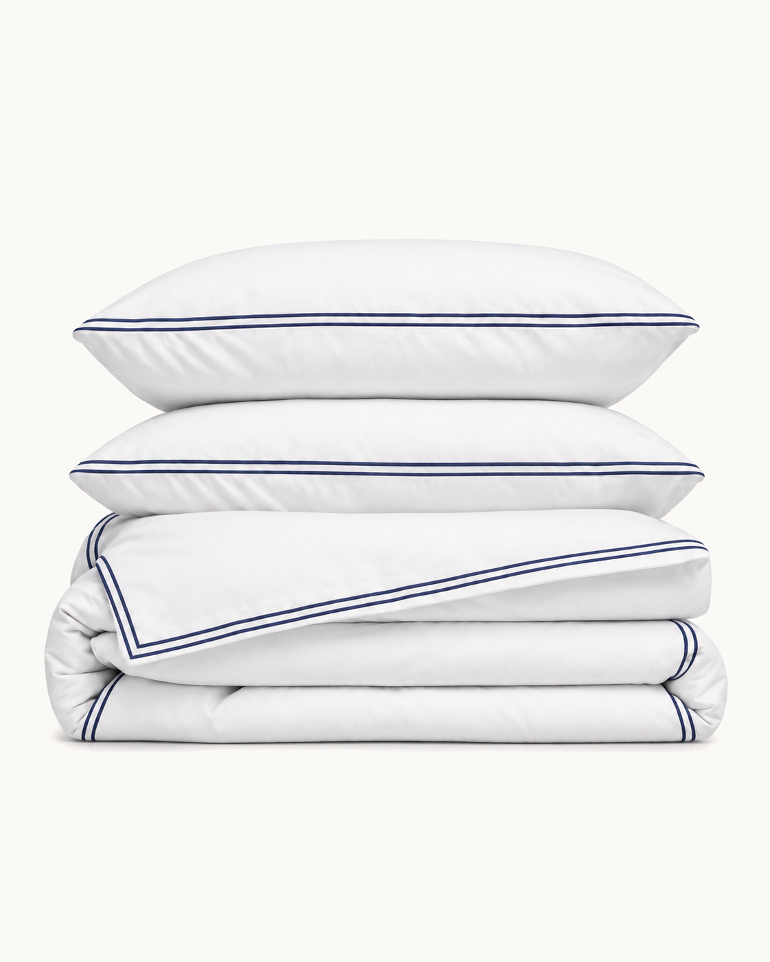 Cotton Percale Duvet Cover Set, folded set on a plain background