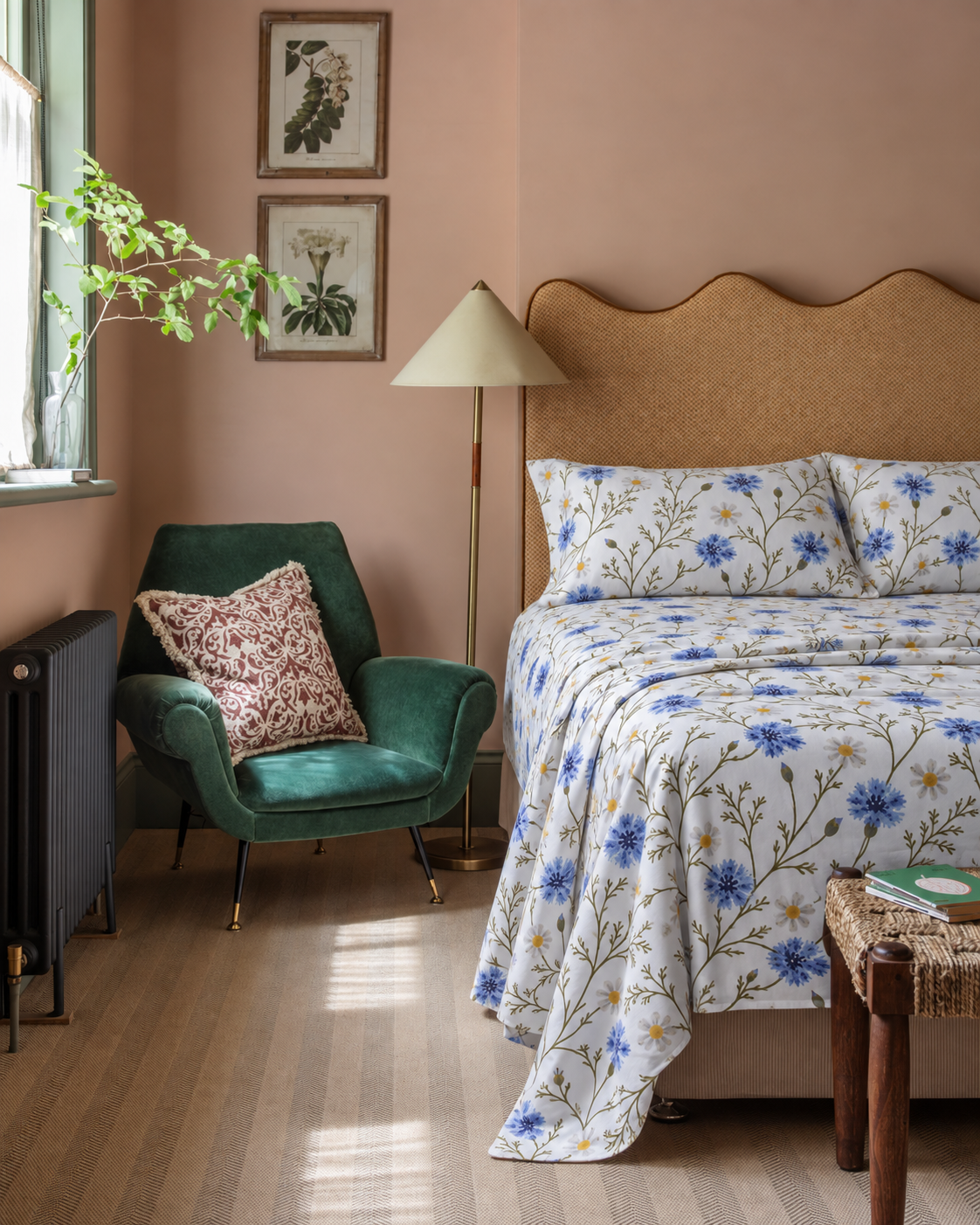 Floral Percale Sheet Set, styled bedroom