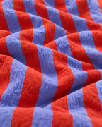 Cabana Stripe Cotton Seersucker Duvet Cover Set in Periwinkle & Red, fabric close-up