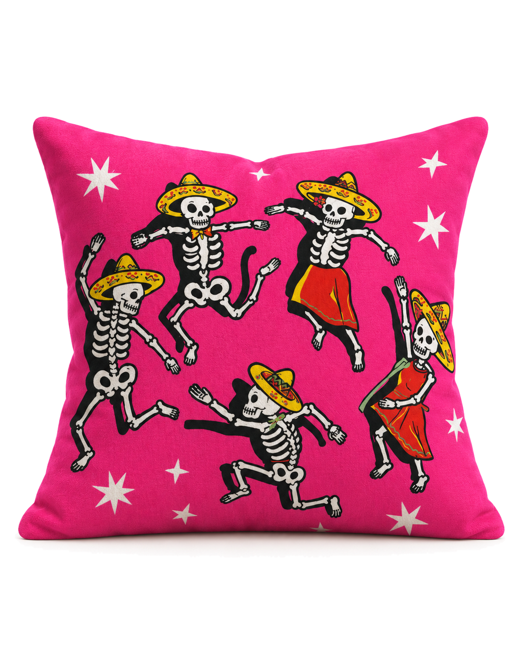 Dancing Skeletons Cotton Velvet Pillow Cover, front view