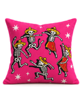Dancing Skeletons Cotton Velvet Pillow Cover, front view