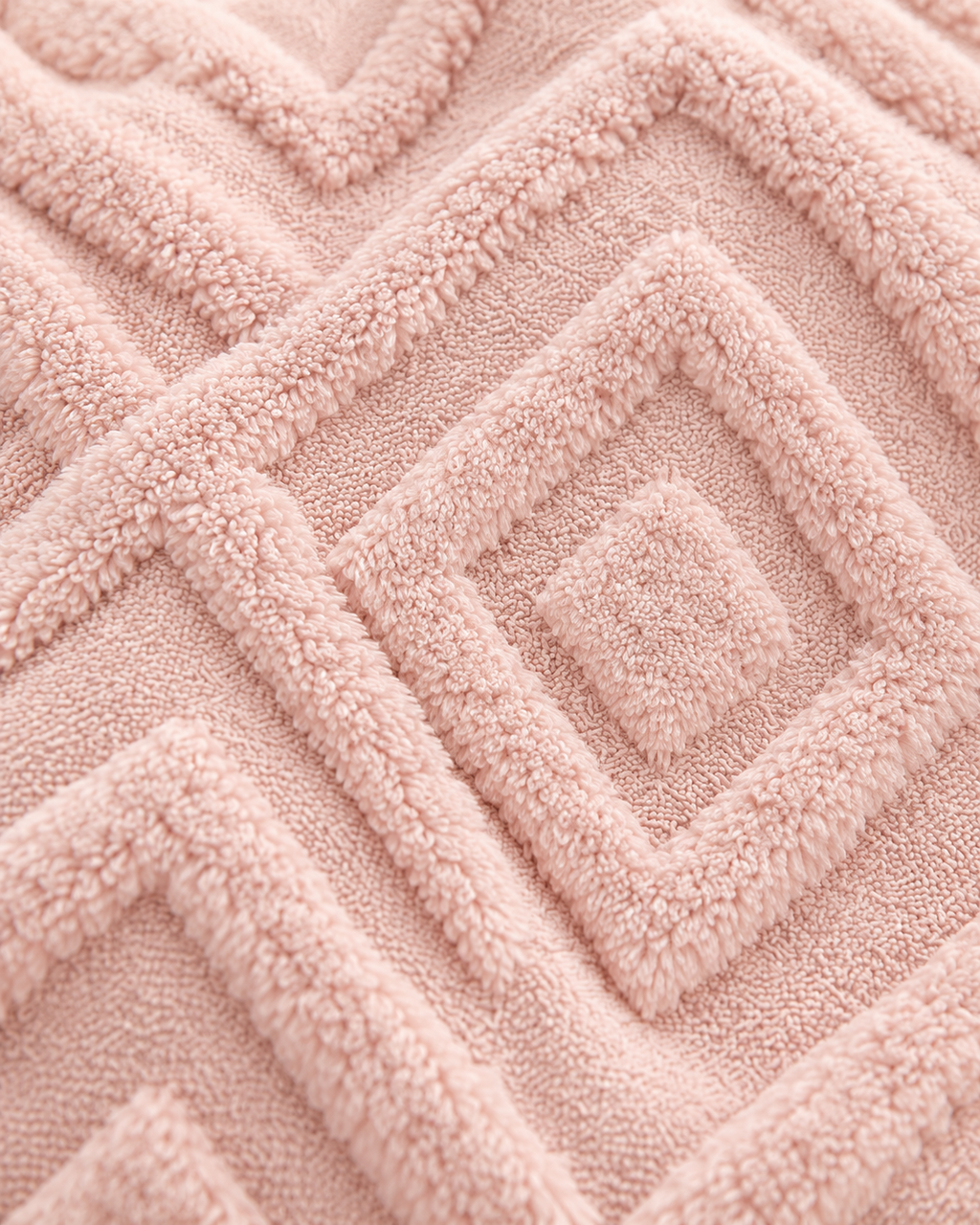 Diamond Tufted Cotton Pillow Cover in Blush, fabric close-up