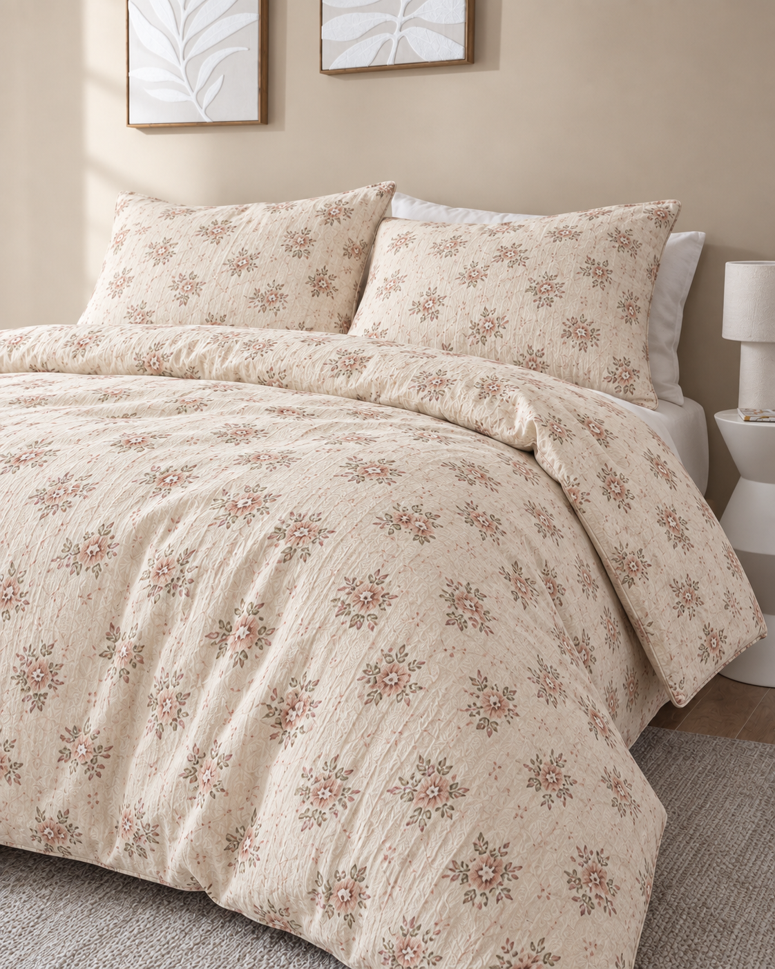 Ditsy Floral Duvet Set, on a made bed in morning light
