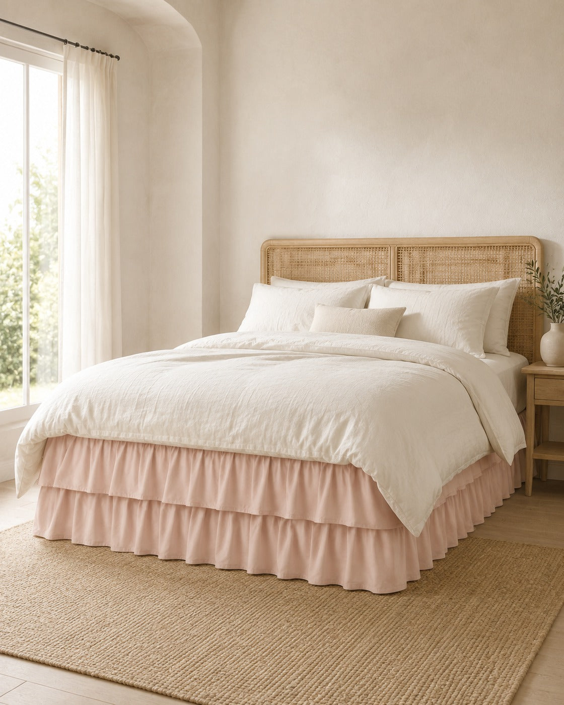 Double Ruffle Bed Skirt — styled bedroom