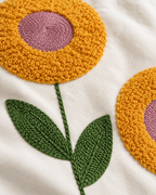 Embroidered Flower Linen Pillow Cover, fabric close-up