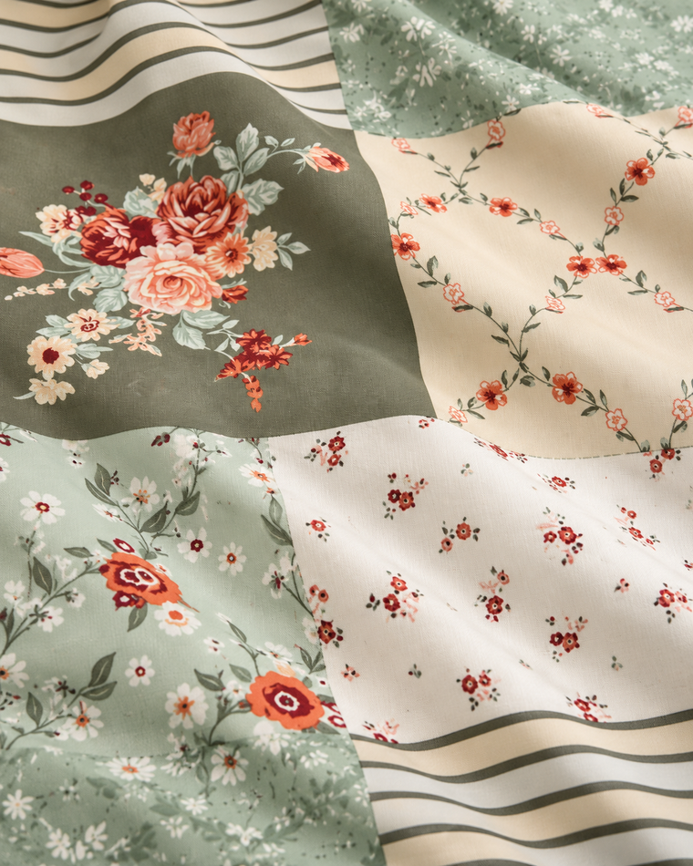 Floral Patchwork Cotton Sateen Duvet Cover Set, Where the shine comes from