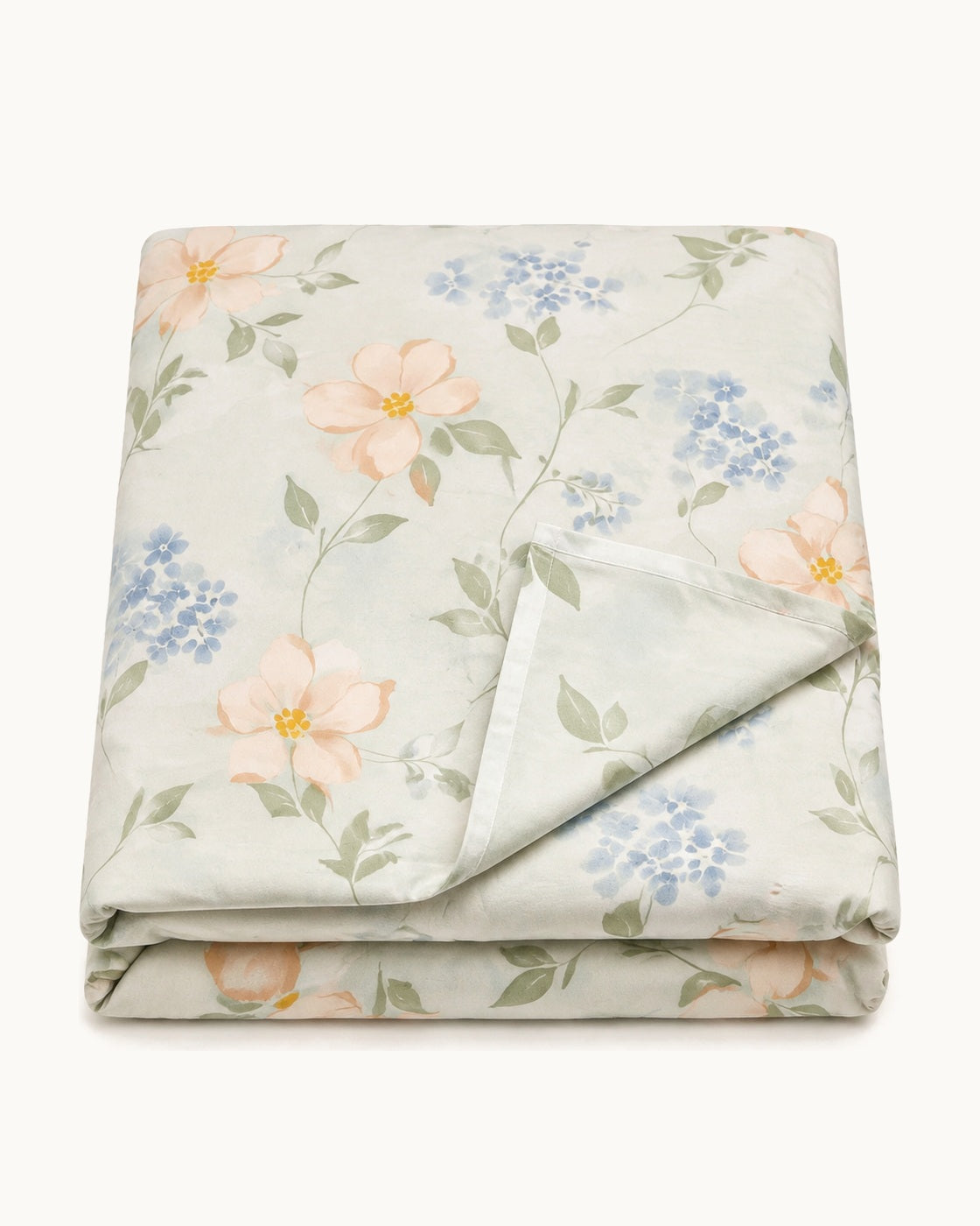 Floral Print Duvet Cover — folded set on a plain background