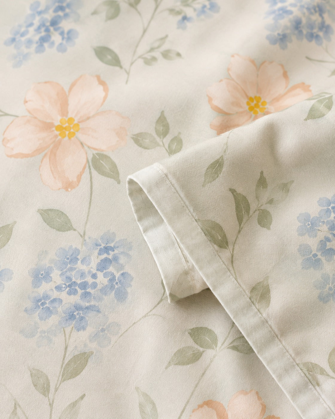 Floral Print Duvet Cover — close-up on a fold