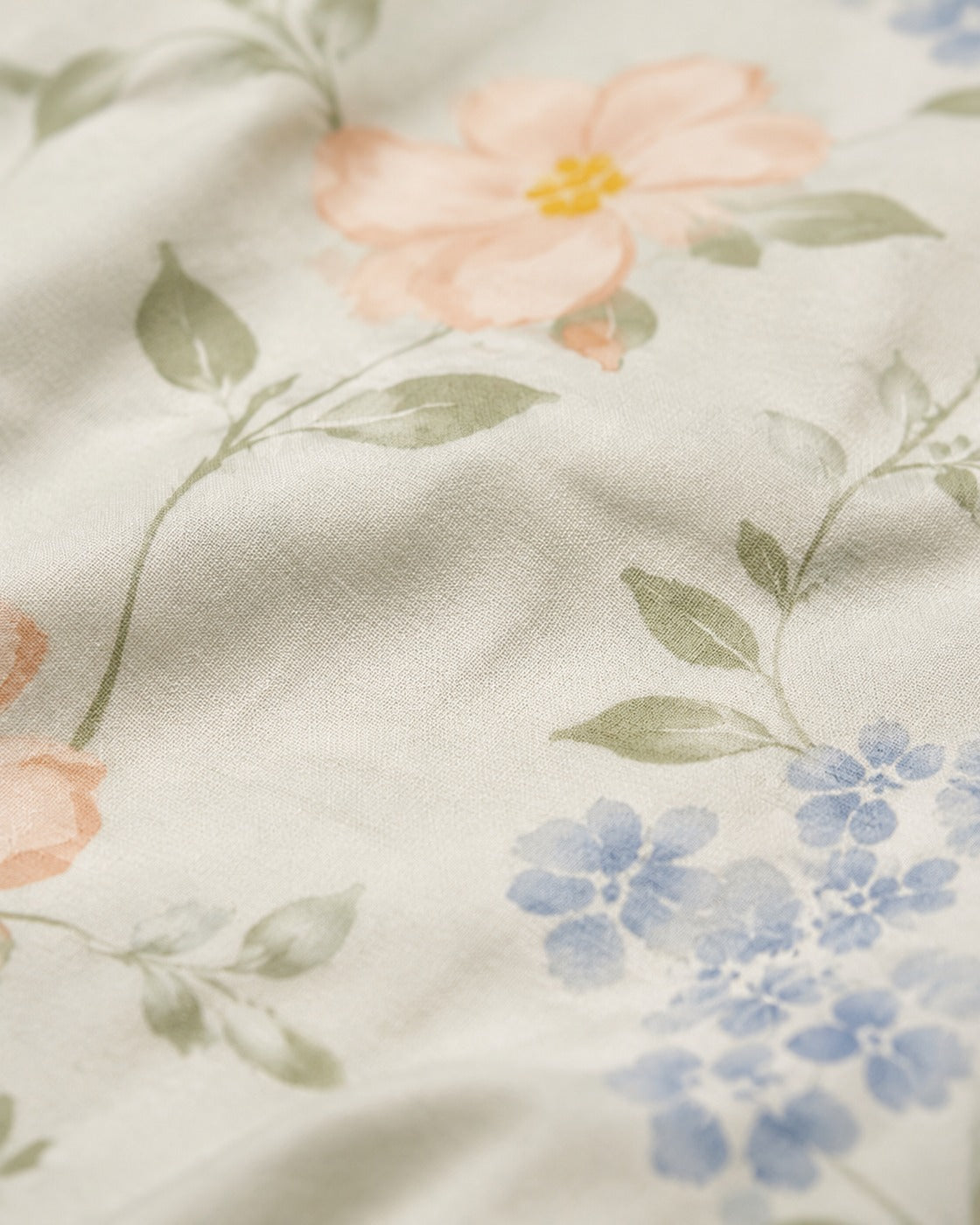 Floral Print Duvet Cover — macro of the woven texture