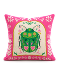 Folk Beetle Cotton Velvet Pillow Cover, front view