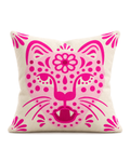 Folk Leopard Face Cotton Velvet Pillow Cover, front view