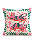 Folk Tiger Cotton Velvet Pillow Cover, front view