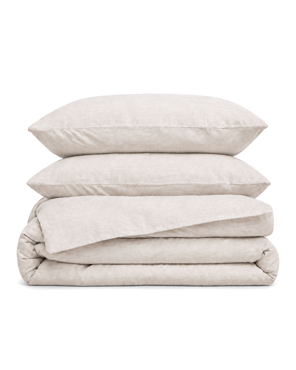 French Flax Linen Duvet Set, the full set folded on a plain background