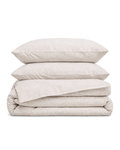 French Flax Linen Duvet Set, the full set folded on a plain background