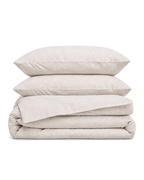 French Flax Linen Duvet Set, the full set folded on a plain background