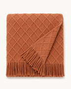 Fringed Knit Throw — folded set on a plain background