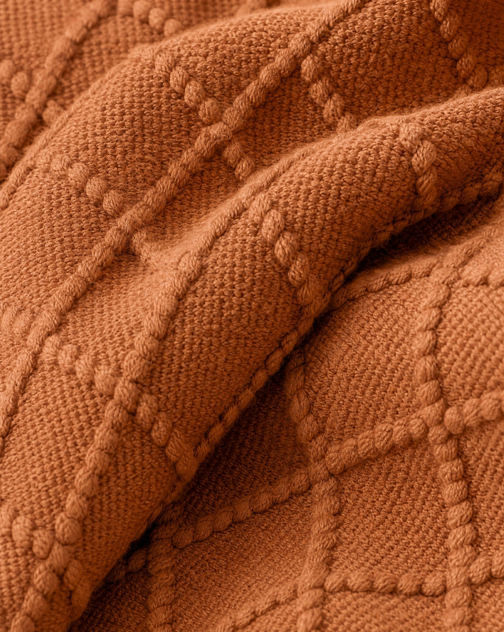 Fringed Knit Throw — close-up on a fold