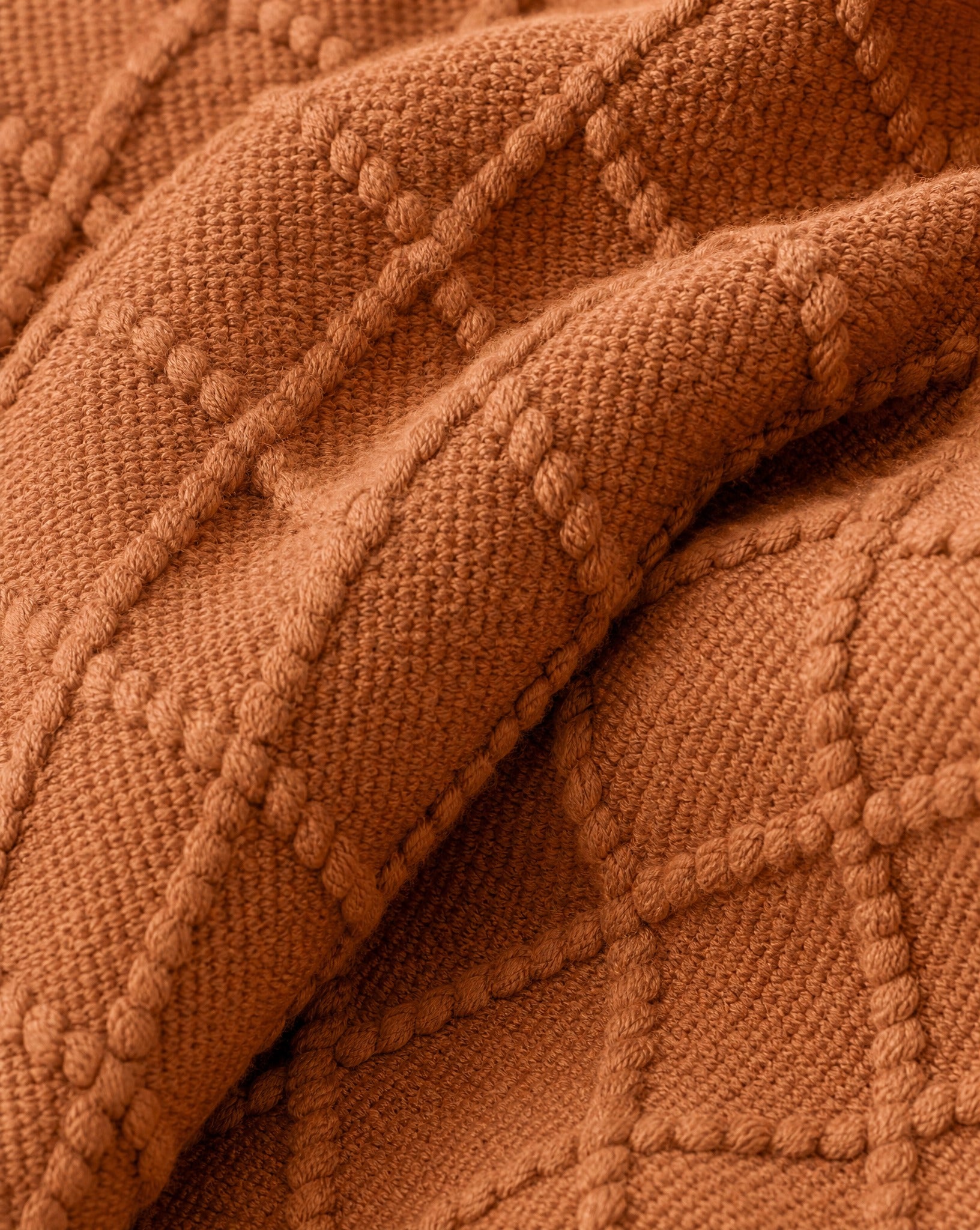 Fringed Knit Throw — close-up on a fold