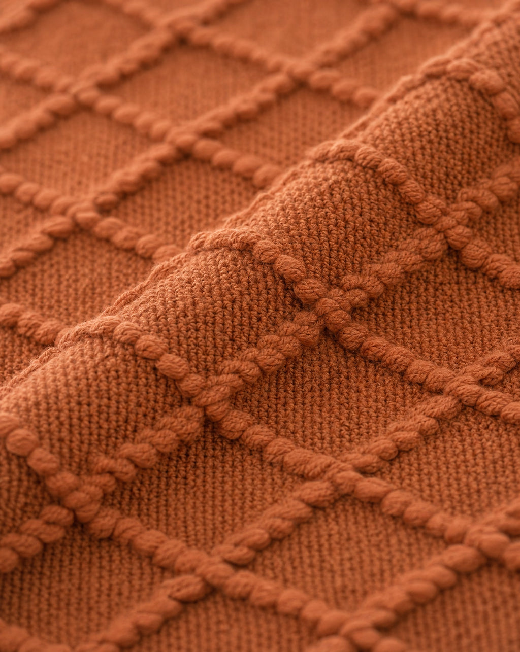 Fringed Knit Throw — macro of the woven texture