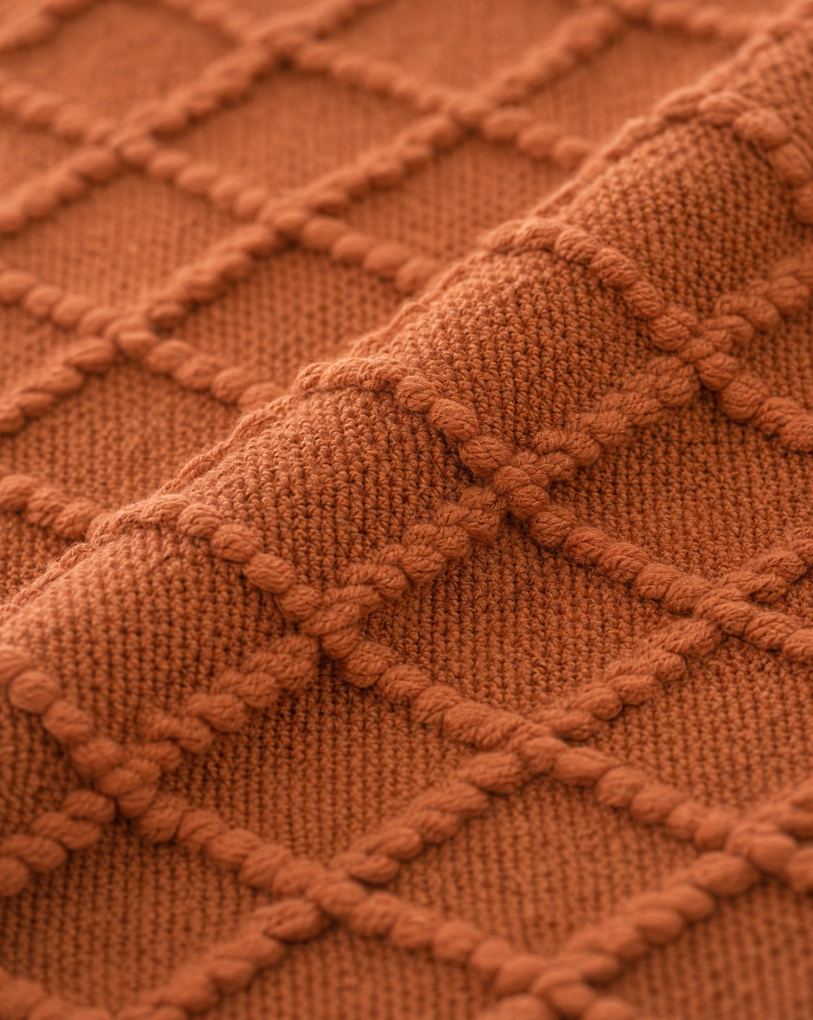Fringed Knit Throw — macro of the woven texture