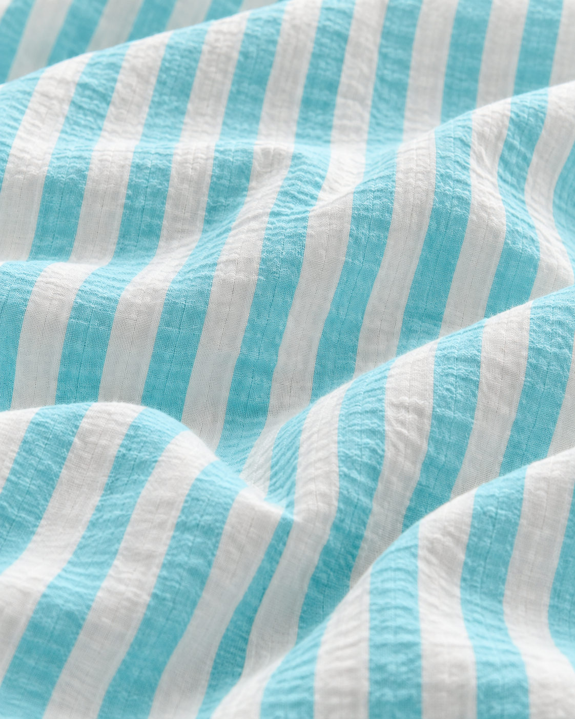 Jacquard Stripe Cotton Seersucker Duvet Cover Set in Sky, fabric close-up