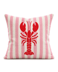 Lobster Stripe Cotton-Linen Pillow Cover, front view