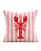 Lobster Stripe Cotton-Linen Pillow Cover, front view
