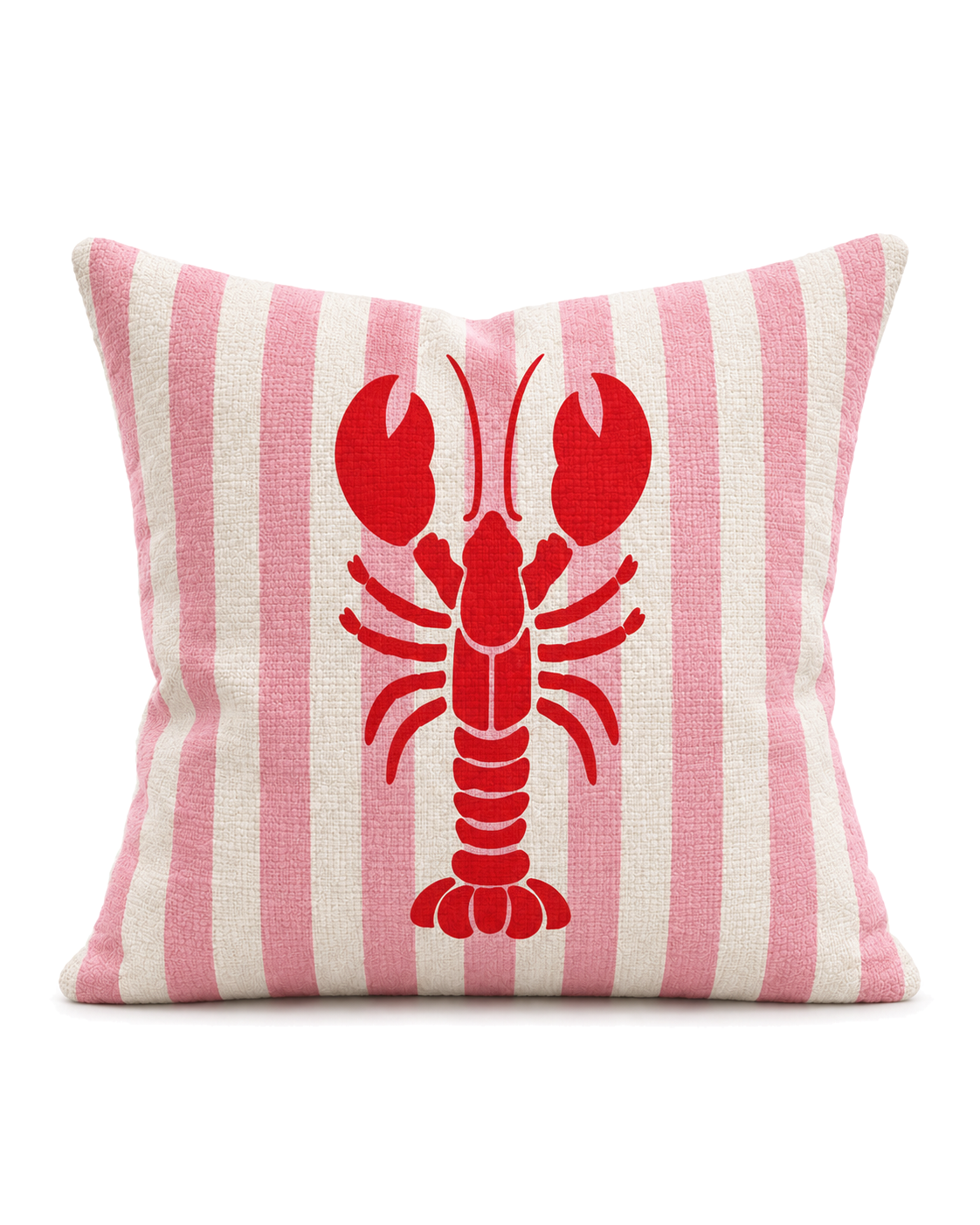 Lobster Stripe Cotton-Linen Pillow Cover, front view