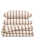 Woven Stripe Duvet Cover Set in Terracotta, folded set