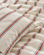 Woven Stripe Duvet Cover Set in Terracotta, pillow detail