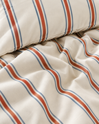 Woven Stripe Duvet Cover Set in Terracotta, fabric and stripe detail