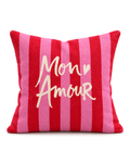 Mon Amour Stripe Cotton-Linen Pillow Cover, front view