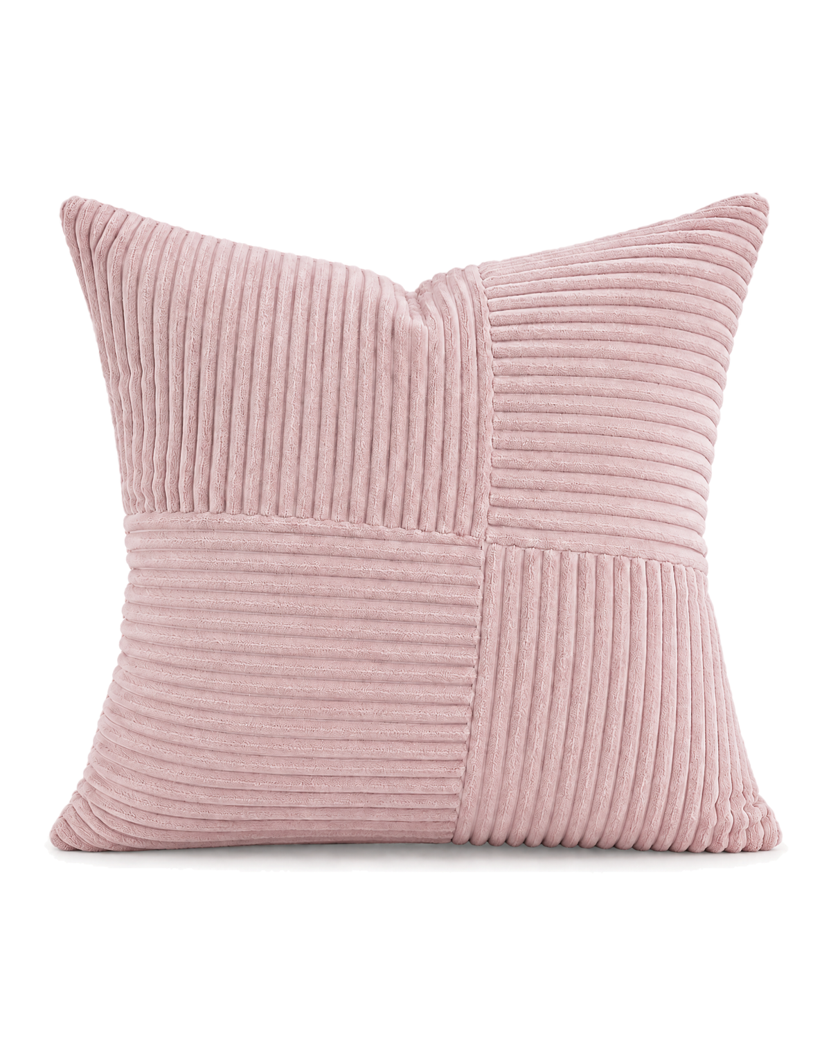 Patchwork Cotton Corduroy Pillow Cover in Blush, front view