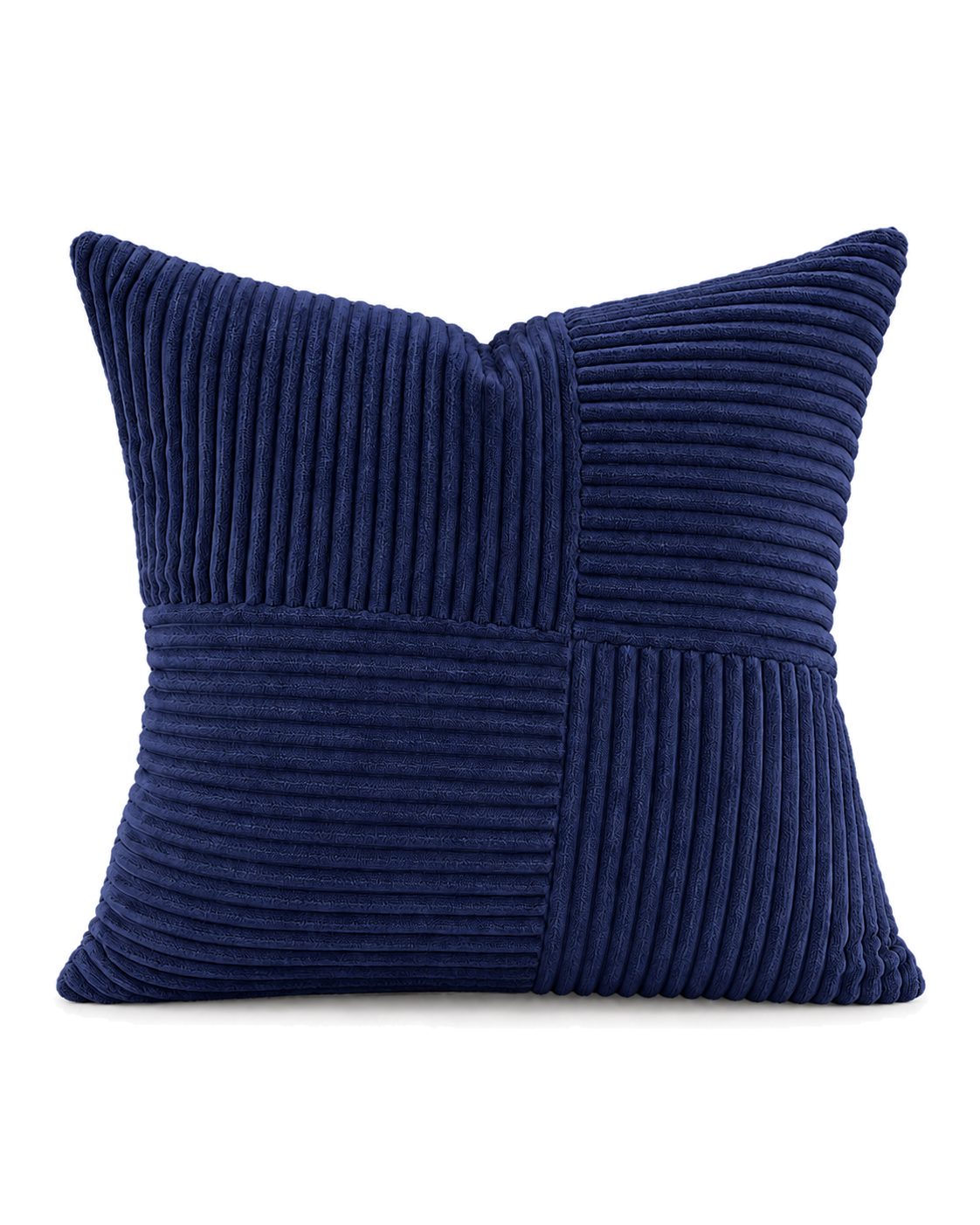 Patchwork Cotton Corduroy Pillow Cover in Navy, front view