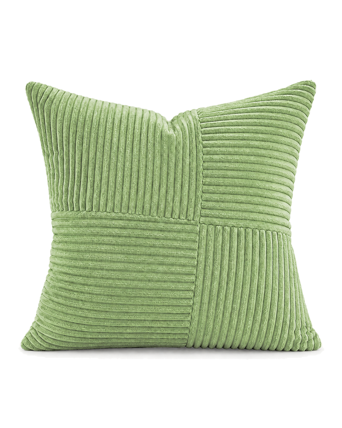 Patchwork Cotton Corduroy Pillow Cover in Sage, front view