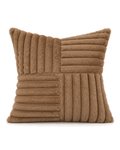 Patchwork Faux Fur Pillow Cover in Camel, front view